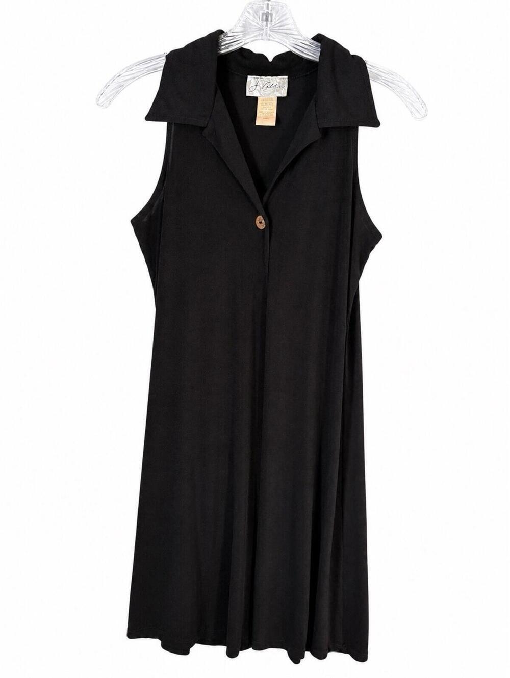 Vintage Y2K J. Valdi Black Sleeveless Johnny Collar Short Swing Dress S